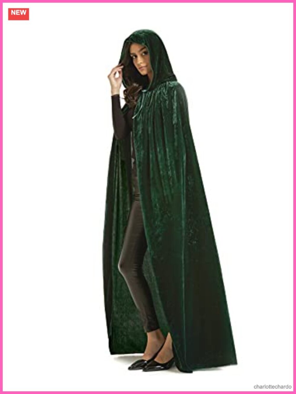 Velvet Hooded Cloak Cape Adult Halloween Witch Cosplay Costume